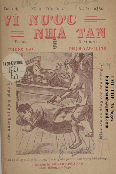 Vì Nước Nhà Tan Cuốn 1 (NXB Đức Lưu Phương 1931) - Phụng Các, 36 Trang