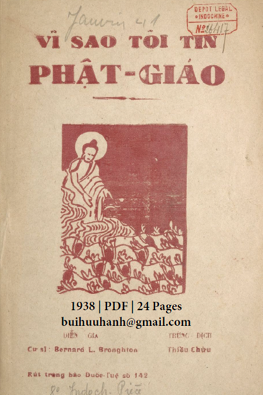 Vì Sao Tôi Tin Phật Giáo (NXB Đuốc Tuệ 1938) - Bernard L. Bronghton, 24 Trang