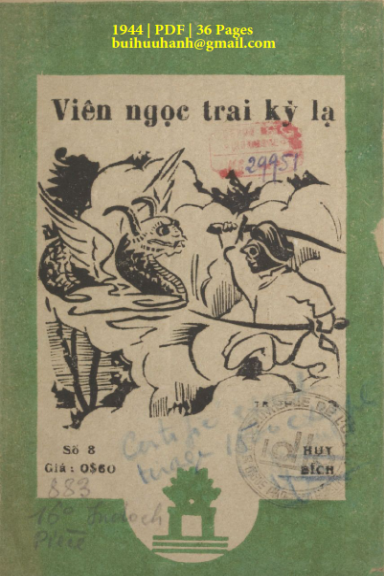 Viên Ngọc Trai Kỳ Lạ (NXB Tam Kỳ Thư Xã 1944) - Huy Bích, 36 Trang