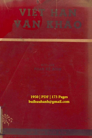 Việt Hán Văn Khảo (NXB Mặc Lâm 1950) - Phan Kế Bính, 173 Trang