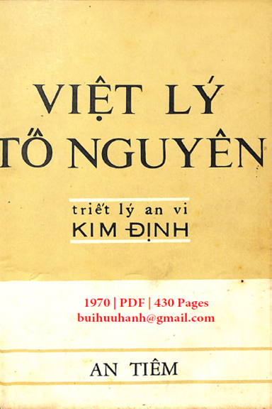 Việt Lý Tố Nguyên (NXB An Tiêm 1970) - Kim Định, 430 Trang