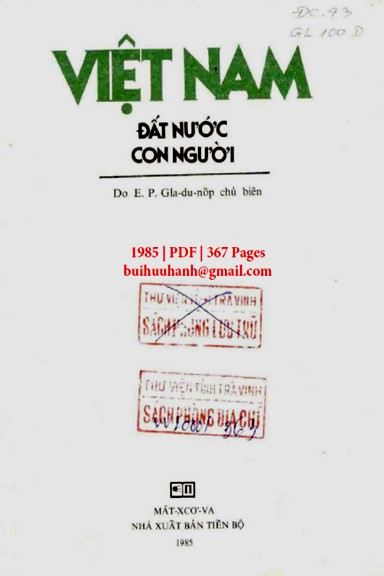 Việt Nam Đất Nước Con Người (NXB Tiến Bộ 1985) - E.P.Gla-du-nốp, 367 Trang