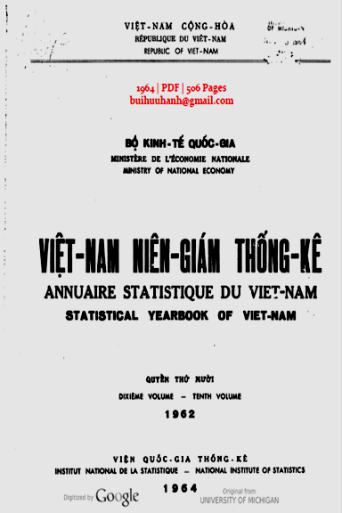 Việt Nam Niên Giám Thống Kê 1962 (NXB Viện Thống Kê 1964) - Bộ Kinh Tế, 506 Trang