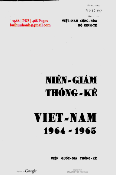 Việt Nam Niên Giám Thống Kê 1964-1965 (NXB Viện Thống Kê 1966) - Bộ Kinh Tế, 468 Trang