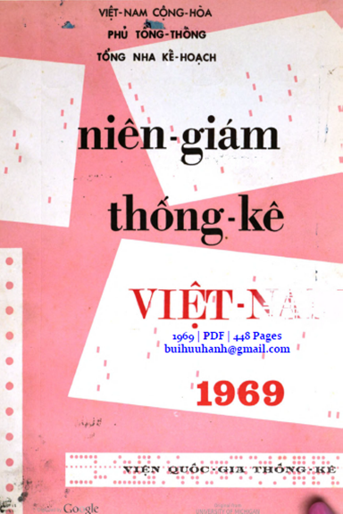 Việt Nam Niên Giám Thống Kê 1969 (NXB Viện Thống Kê 1969) - Bùi Quang Minh, 448 Trang