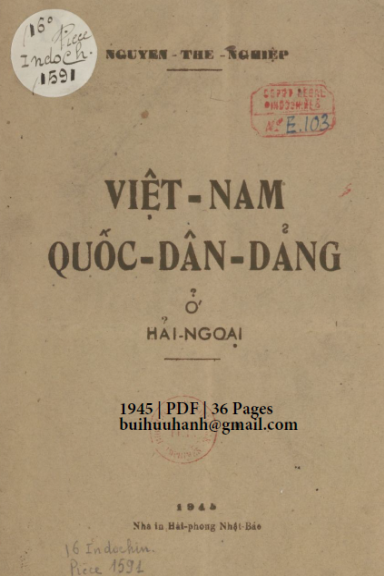 Việt Nam Quốc Dân Đảng Ở Hải Ngoại (NXB Hải Phòng Nhật Báo 1945) - Nguyễn Thế Nghiệp, 36 Trang