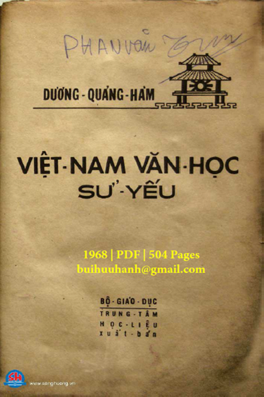 Việt Nam Văn Học Sử Yếu (NXB Bộ Giáo Dục 1968) - Dương Quảng Hàm, 504 Trang