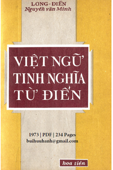 Việt Ngữ Tinh Nghĩa Từ Điển Tập 1 (NXB Hoa Tiên 1973) - Nguyễn Văn Minh, 234 Trang