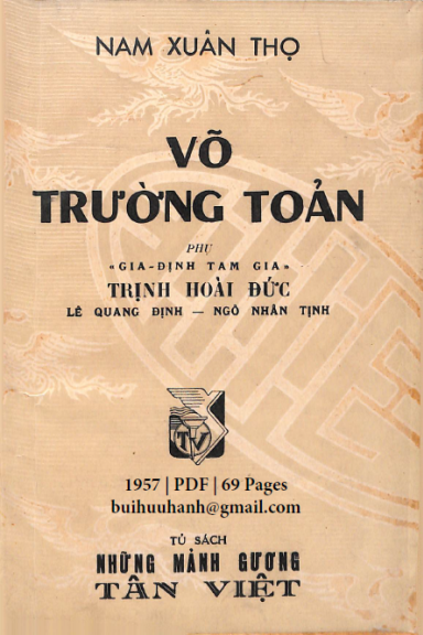 Võ Trường Toản (NXB Tân Việt 1957) - Nam Xuân Thọ, 69 Trang