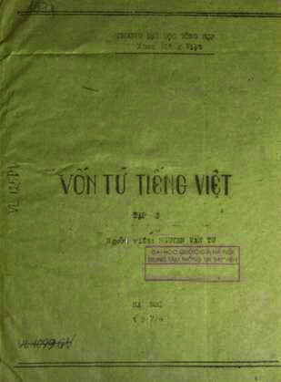 Vốn Từ Tiếng Việt Tập 2 (NXB Hà Nội 1974) - Nguyễn Văn Tư, 156 Trang