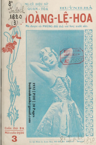 Vọng Cổ Quan Tòa Hoàng Lệ Hoa Cuốn 3 (NXB Xưa Nay 1932) - Huỳnh Hà, 20 Trang