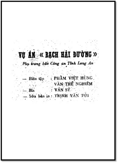 Vụ Án Bạch Hải Đường (NXB Long An 1983) - Nhiều Tác Giả, 72 Trang