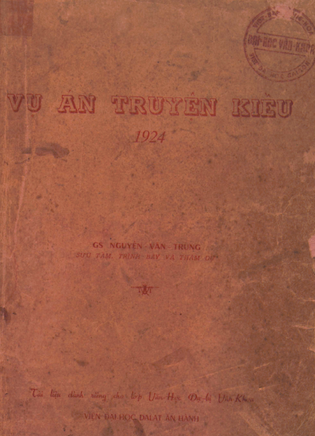 Vụ Án Truyện Kiều (NXB Đại Học Đà Lạt 1924) - Nguyễn Văn Trung, 201 Trang