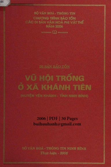 Vũ Hội Trống Ở Xã Khánh Tiên, Tỉnh Ninh Bình (NXB Ninh Bình 2006) - Nguyễn Quang Hải, 30 Trang
