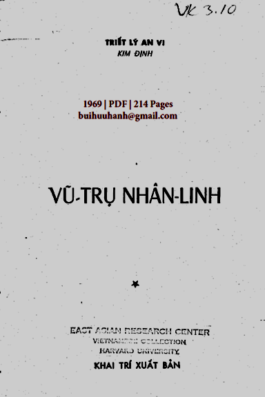 Vũ Trụ Nhân Linh (NXB Khai Trí 1969) - Kim Định, 216 Trang