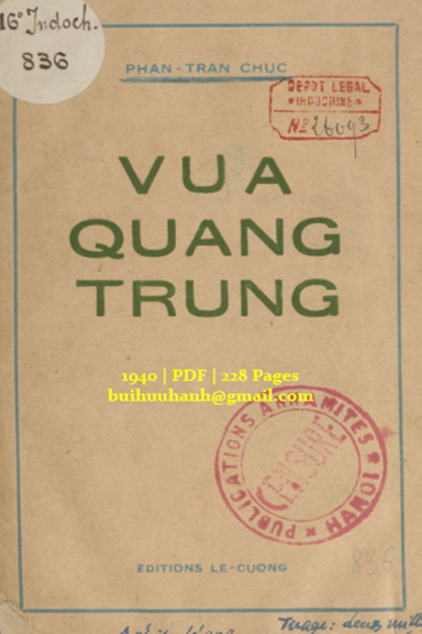 Vua Quang Trung (NXB Lê Cường 1940) - Phan Trần Chúc, 228 Trang