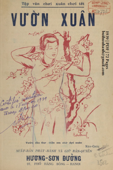 Vườn Xuân (NXB Hương Sơn 1939) - Nhiều Tác Giả, 72 Trang