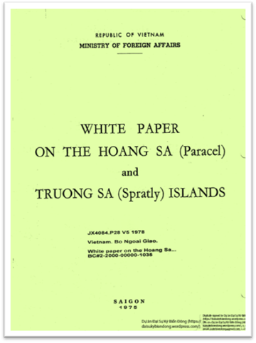 White Paper On The Hoang Sa and Truong Sa Islands, Republic of Vietnam,  Saigon 1975
