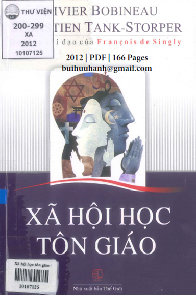 Xã Hội Học Tôn Giáo (NXB Thế Giới 2012) - Oliver Bobineau, 166 Trang
