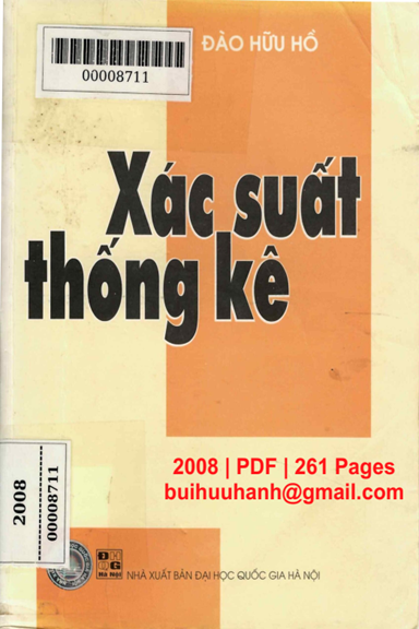 Xác Suất Thống Kê (NXB Đại Học Quốc Gia 2008) - Đào Hữu Hồ, 261 Trang