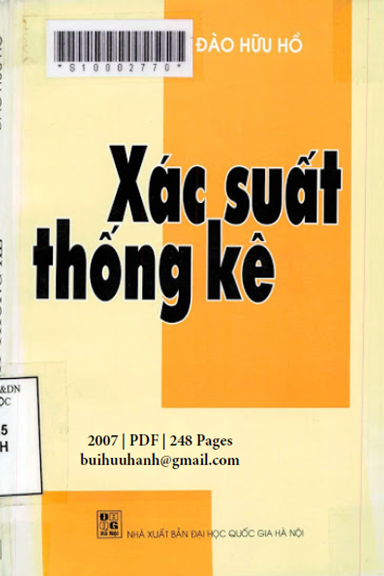 Xác Suất Thống Kê (NXB Đại Học Quốc Gia 2007) - Đào Hữu Hồ, 247 Trang