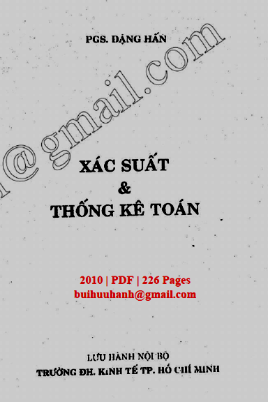 Xác Suất Và Thống Kê Toán (NXB Đại Học Kinh Tế 2010) - Đặng Hấn, 226 Trang