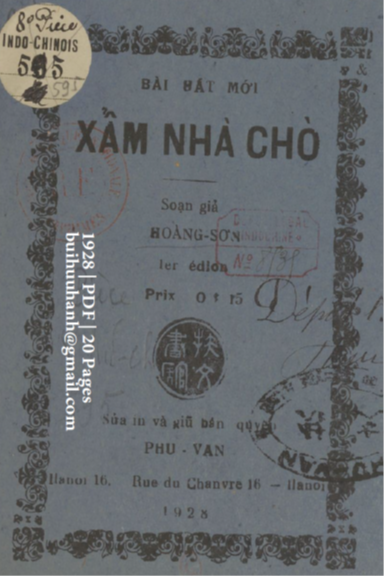 Xẩm Nhà Chò (NXB Phù Văn 1928) - Hoàng Sơn, 20 Trang