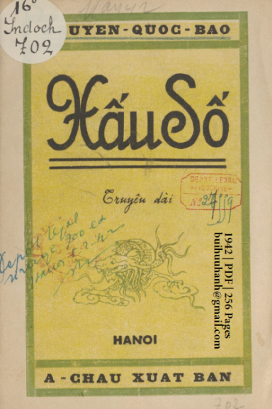 Xấu Số (NXB Á Châu 1942) - Nguyễn Quốc Bảo, 256 Trang