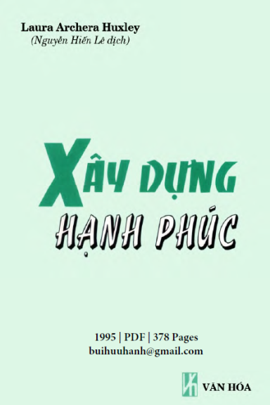 Xây Dựng Hạnh Phúc (NXB Văn Hóa 1995) - Nguyễn Hiến Lê, 377 Trang