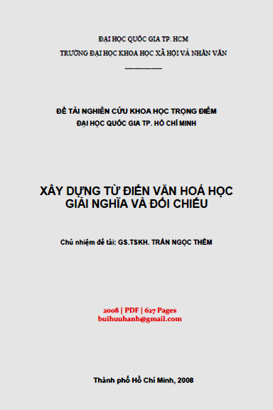 Xây Dựng Từ Điển Văn Hóa Học Giải Nghĩa Và Đối Chiếu (NXB Đại Học Quốc Gia 2008) - Trần Ngọc Thêm