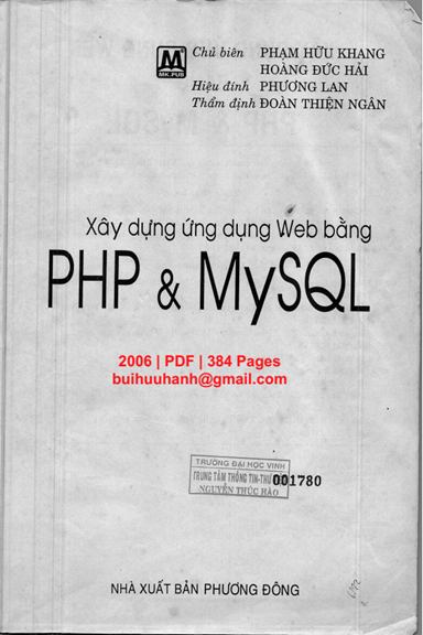 Xây Dựng Ứng Dụng Web Bằng PHP Và Mysql (NXB Phương Đông 2006) - Phạm Hữu Khang, 384 Trang