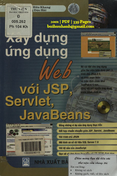 Xây Dựng Ứng Dụng Web Với JSP, Servlet, Javabeans (NXB Giáo Dục 2001) - Phạm Hữu Khang, 339 Trang