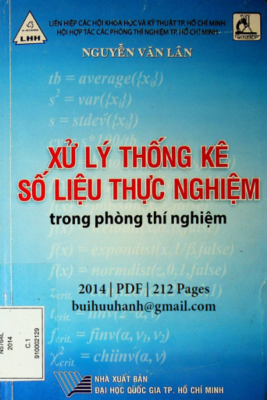 Xử Lý Thống Kê Số Liệu Thực Nghiệm (NXB Đại Học Quốc Gia 2014) - Nguyễn Văn Lân, 212 Trang