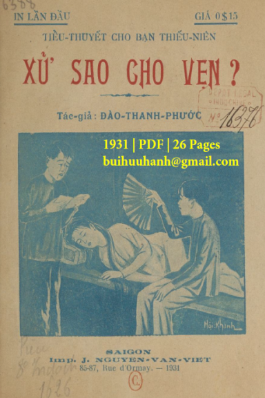 Xử Sao Cho Vẹn (NXB Nguyễn Văn Viết 1931) - Đào Thanh Phước, 26 Trang