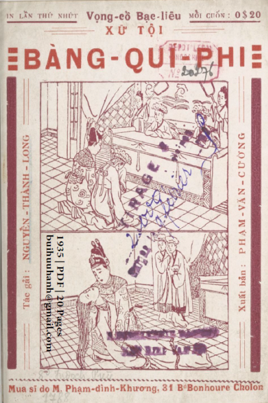 Xử Tội Bàng Quí Phi (NXB Bảo Tồn 1935) - Nguyễn Thành Long, 20 Trang