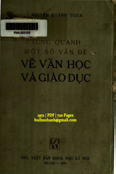 Xung Quanh Một Số Vấn Đề Về Văn Hoc Và Giáo Dục (NXB Khoa Học Xã Hội 1972) - Nguyễn Khánh Toàn