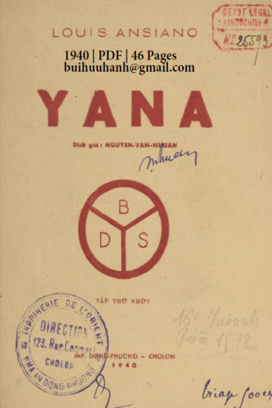 Yana (NXB Đông Phương 1940) - Louis Ansiano, 46 Trang
