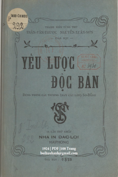 Yếu Lược Độc Bản (NXB Đắc Lợi 1924) - Trần Văn Thược, 108 Trang